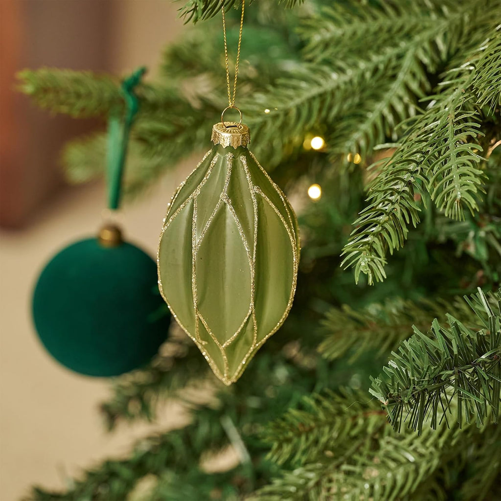 WDS WONDROUS Christmas Ball Ornaments Teardrop Xmas Tree Ornament Set Green
