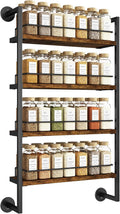 IBUYKE 4 Tier Spice Rack Wall Mount for Kitchen,Brown TLJ016H