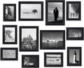 12 Pack Picture Frames Collage Wall Decor Gallery Wall Frame Set with Four 8x10,Four 5x7,Four 4x6 Photo Frames,Farmhouse wood Frames for living room Wall Gallery Decor or Tabletop Display,Black