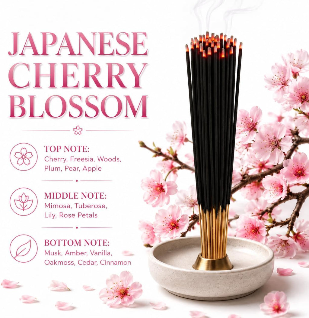 Japanese Cherry Blossom Incense Sticks 500 Pack 11" Bulk Wholesale - Smooth and Clean Long Burn Time, 45 to 60 Minutes.