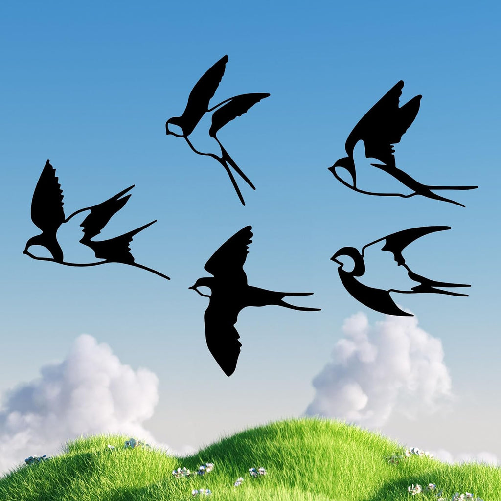 ESTART Metal Birds Wall Decor, 5 Pcs Black Birds Metal Wall Art