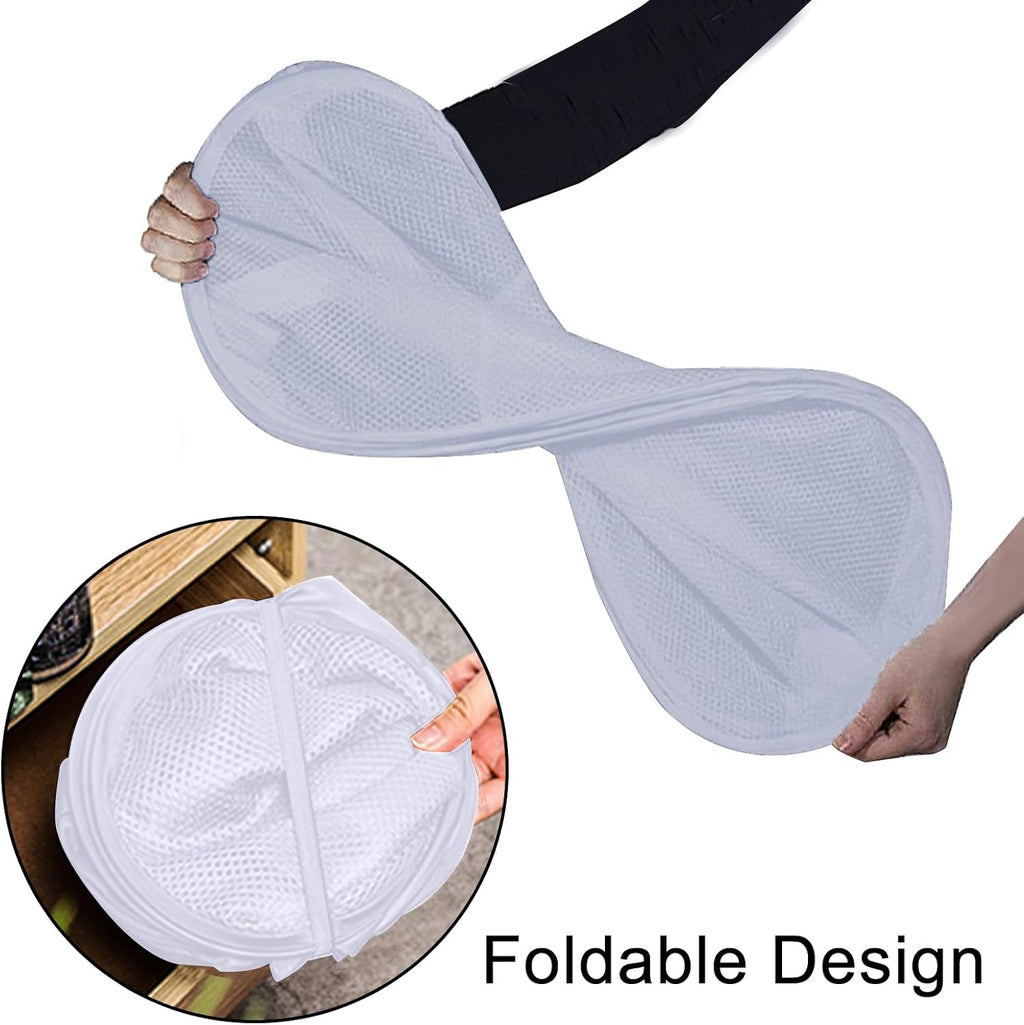 Pack of 2 Pop Up Mesh Laundry Hamper for Cruise, Collapsible Laundry Basket Space Saving, Large Side Pocket, Easy to Carry Handles