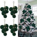 Roowest 4 Sets Large Green Velvet Christmas Ball Clusters Ornaments Decor