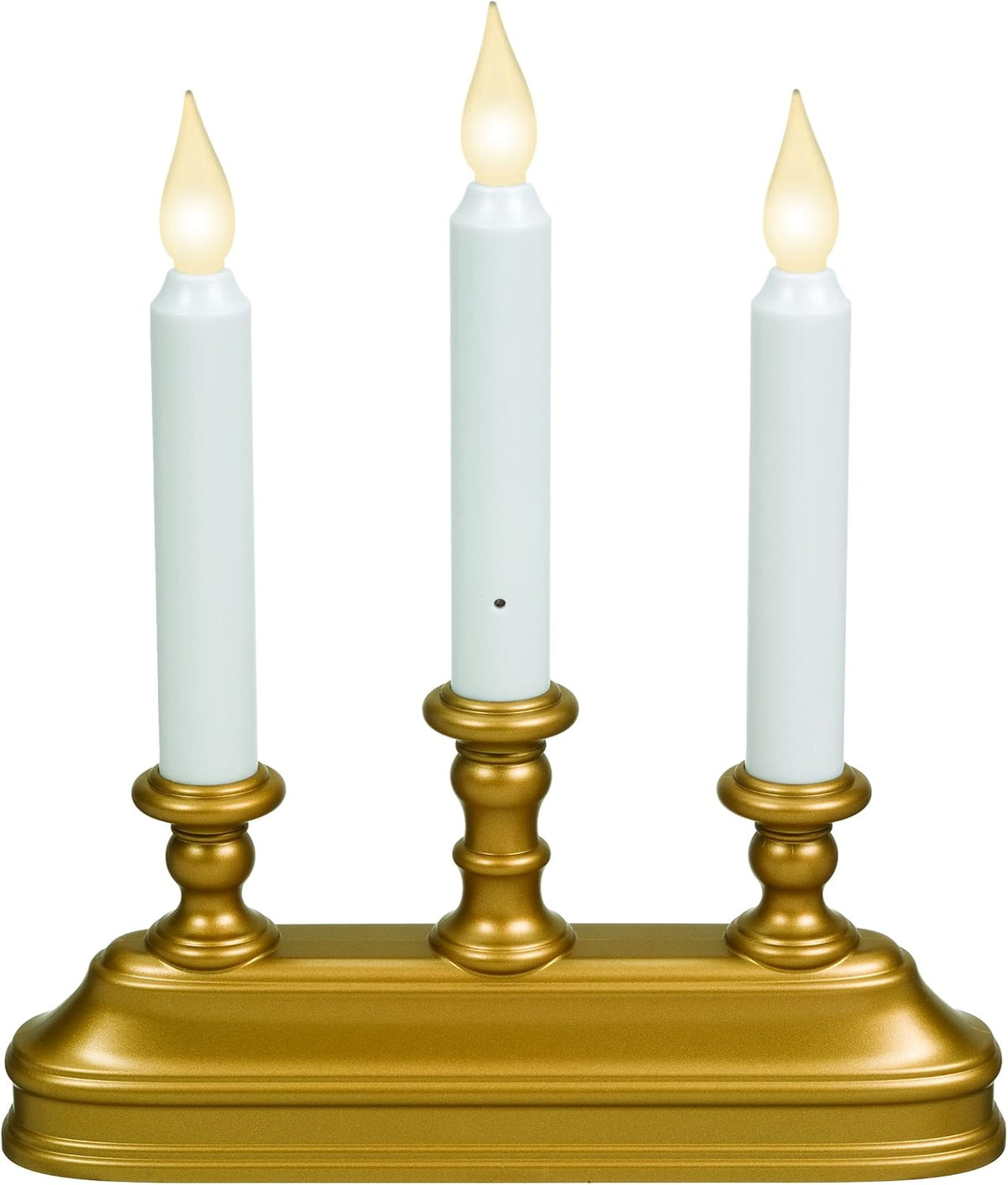 Xodus Battery Operated Window Candles, Gold/Brass, 3-Arm Candelabra, 3 Pack