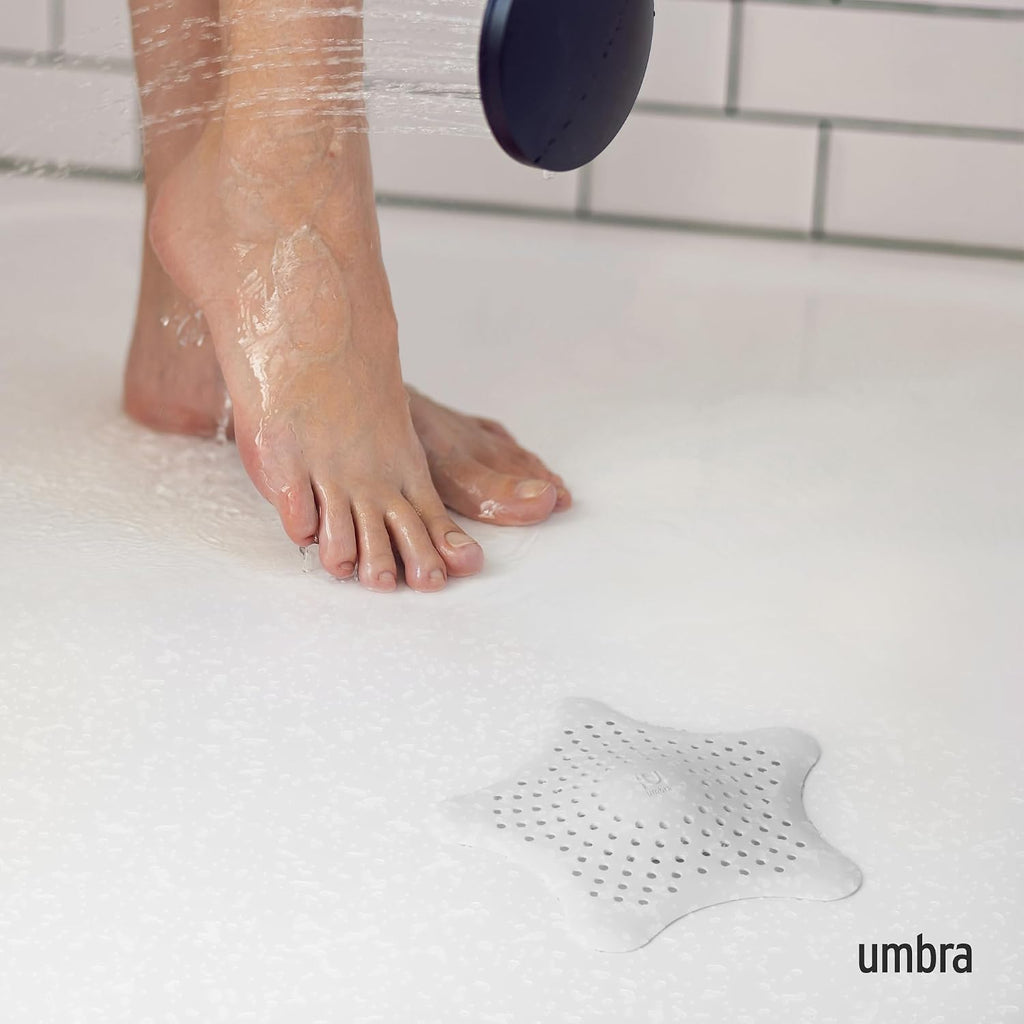 Umbra Starfish Hair Catcher, Suction Cup Drain Cover, 6-Inch, White