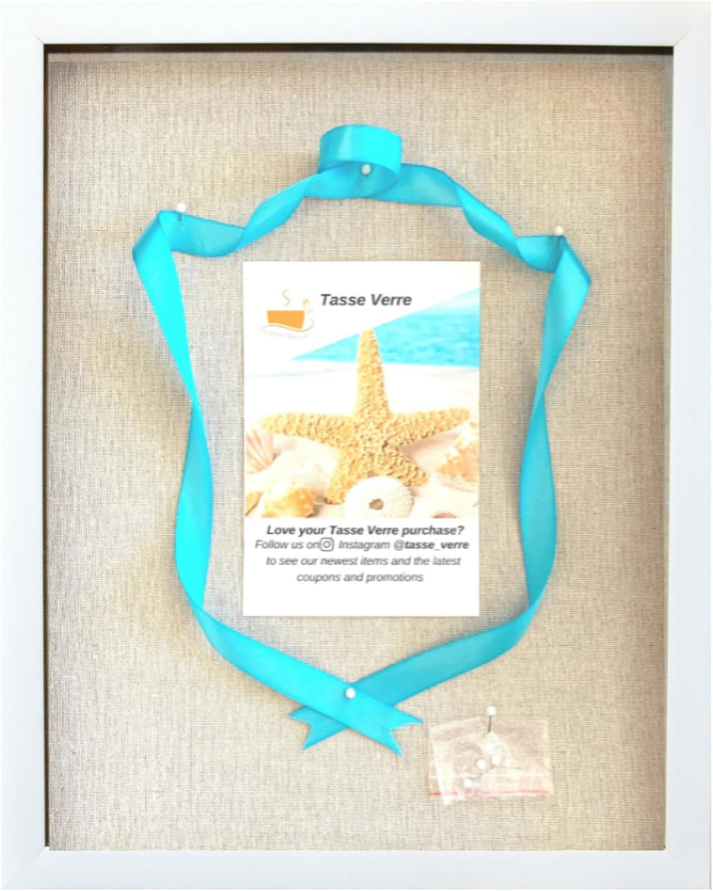 Tasse Verre 12x15 White Display Shadow Box (1-Pack) Frame w/Linen Background and 8 Stick Pins - Ready to Hang Shadowbox Picture Frame - Box Display Baby Memorabilia Wedding