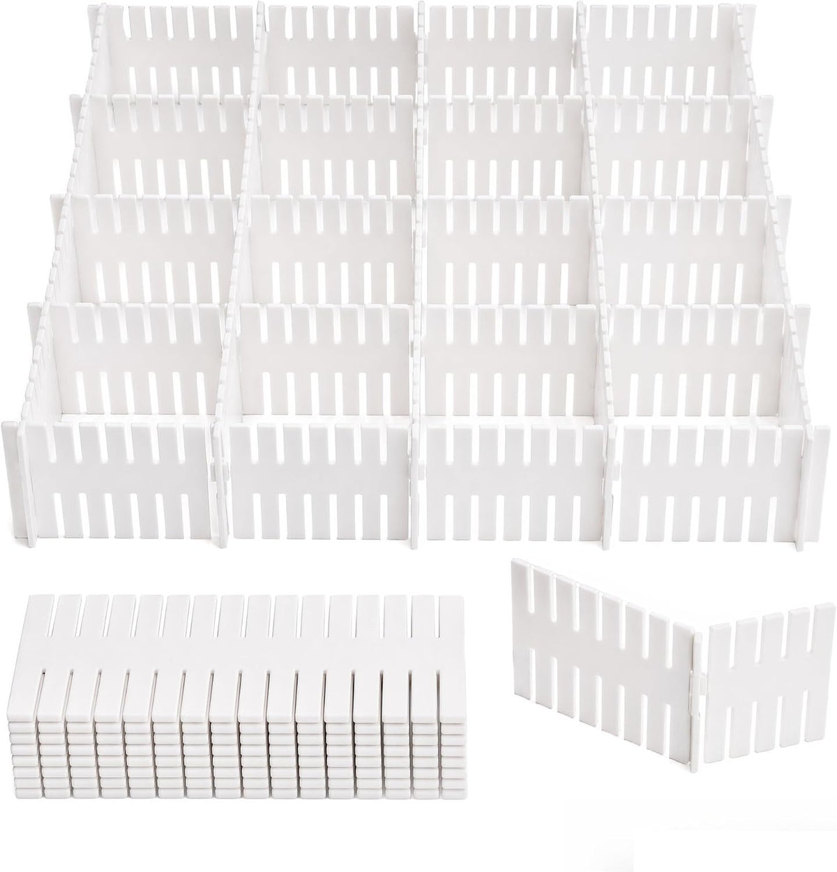 Adjustable Drawer Dividers, DIY Cut-to-Fit Organizers - White,24 Pack