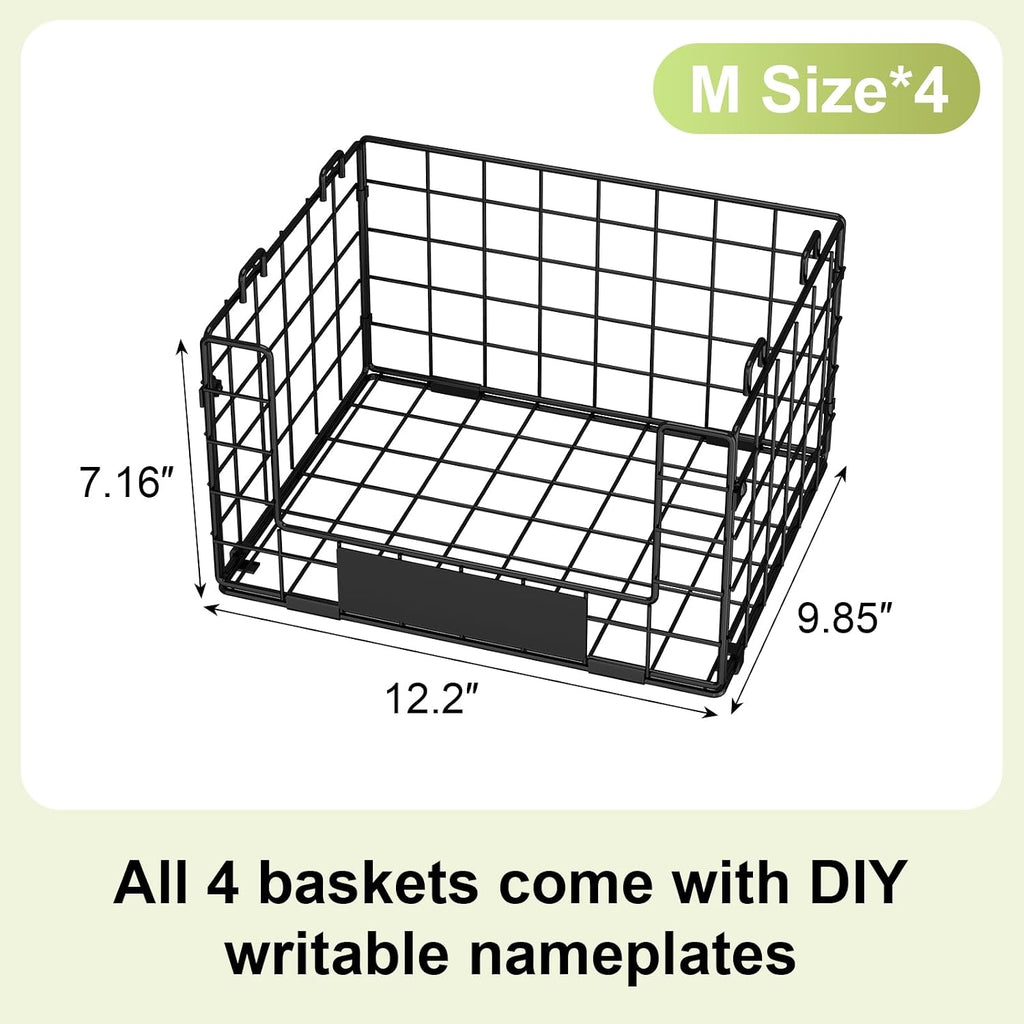 JKsmart 4 Pack XL Stackable Wire Baskets, Pantry Organizers and Storage