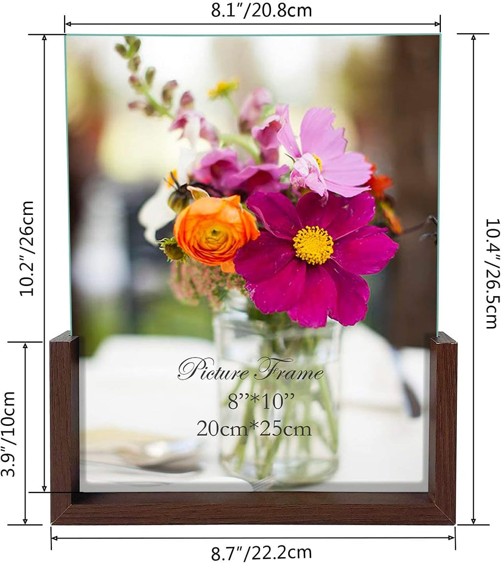 RLAVBL 8x10 Picture Frame Set of 2, Rustic Glass Photo Frames with Base for Tabletop Display