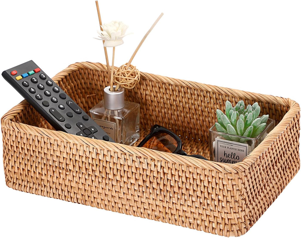 BTSKY Large Remote Basket for Coffee Table Entryway Living Room Vanity