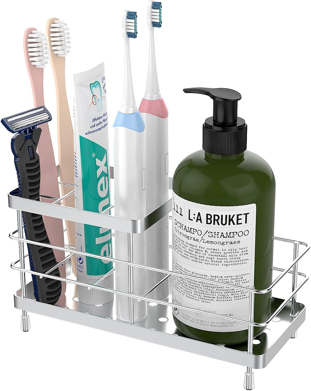 Luxspire Toothbrush Holders for Bathroom, Stainless Steel, 6 Slots, Silver