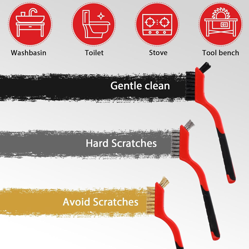 Reallnaive 50 Pcs Brass/stainless Steel/ Nylon Cleaning Brushes Bulk Red