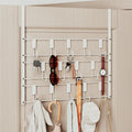 Over The Door Hooks for Hanging, 14 Hooks Over Door Coat Hanger, Coat Clothing Rack and Towel Rack for Bathroom Organizer, Door Hanger Organizer Kitchen, Bathroom Towel Storage Decor White