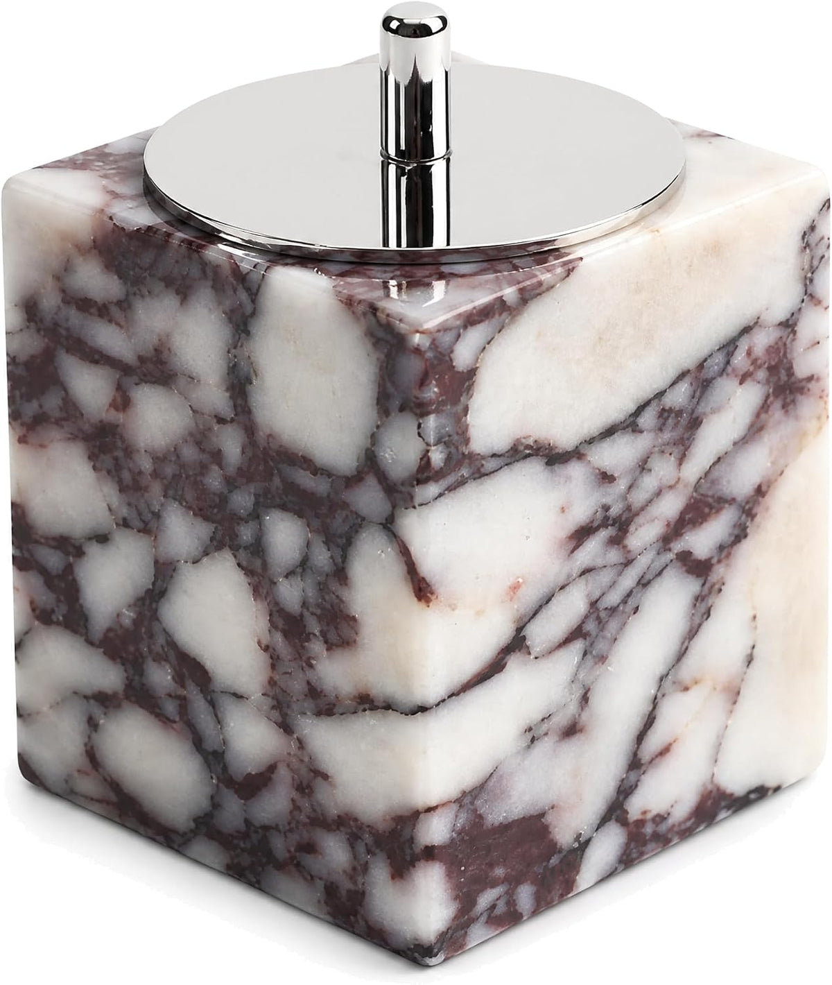 Marble Canisters Q-Tip & Square Cotton Swab Holder with Secure Lid
