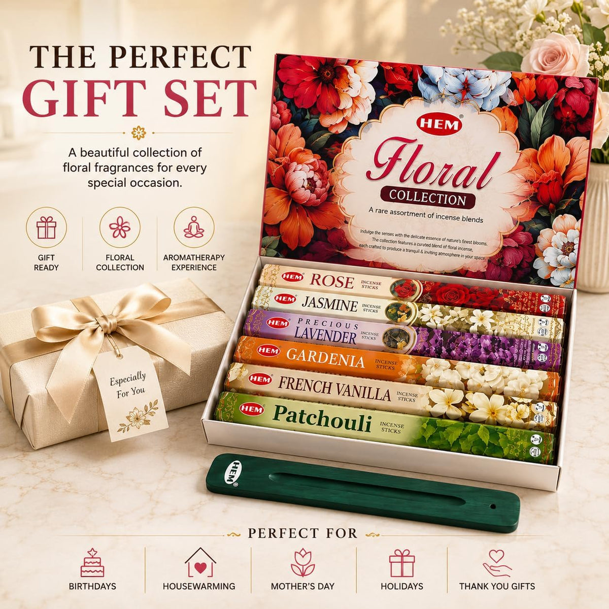 Hem Assorted Floral Incense Sticks, 6 Fragrances x 20 Sticks, 120 Total