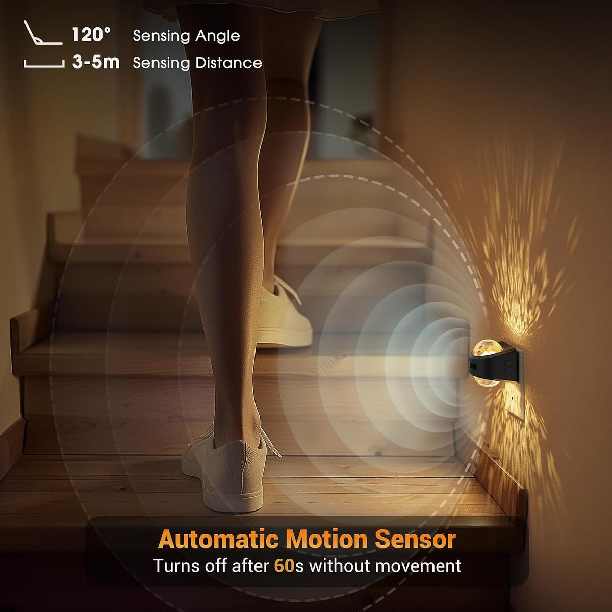 JandCase Motion Sensor Night Light, 3 Color Night Lights Plug into Wall