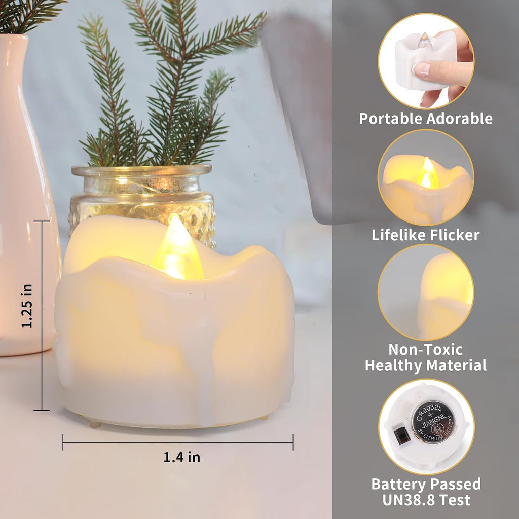 Tealight Candles Battery Operated with Timer (6Hrs ON 18Hrs Off Cycle), 12pcs Timing LED Flickering Flameless Tea Light Electric Votive Candles in Warm White for Xmas Party Halloween Wedding