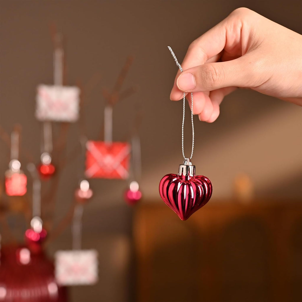 DecorbyHannah 45ct Mini Christmas Ornaments Set Tree Decorations Pink