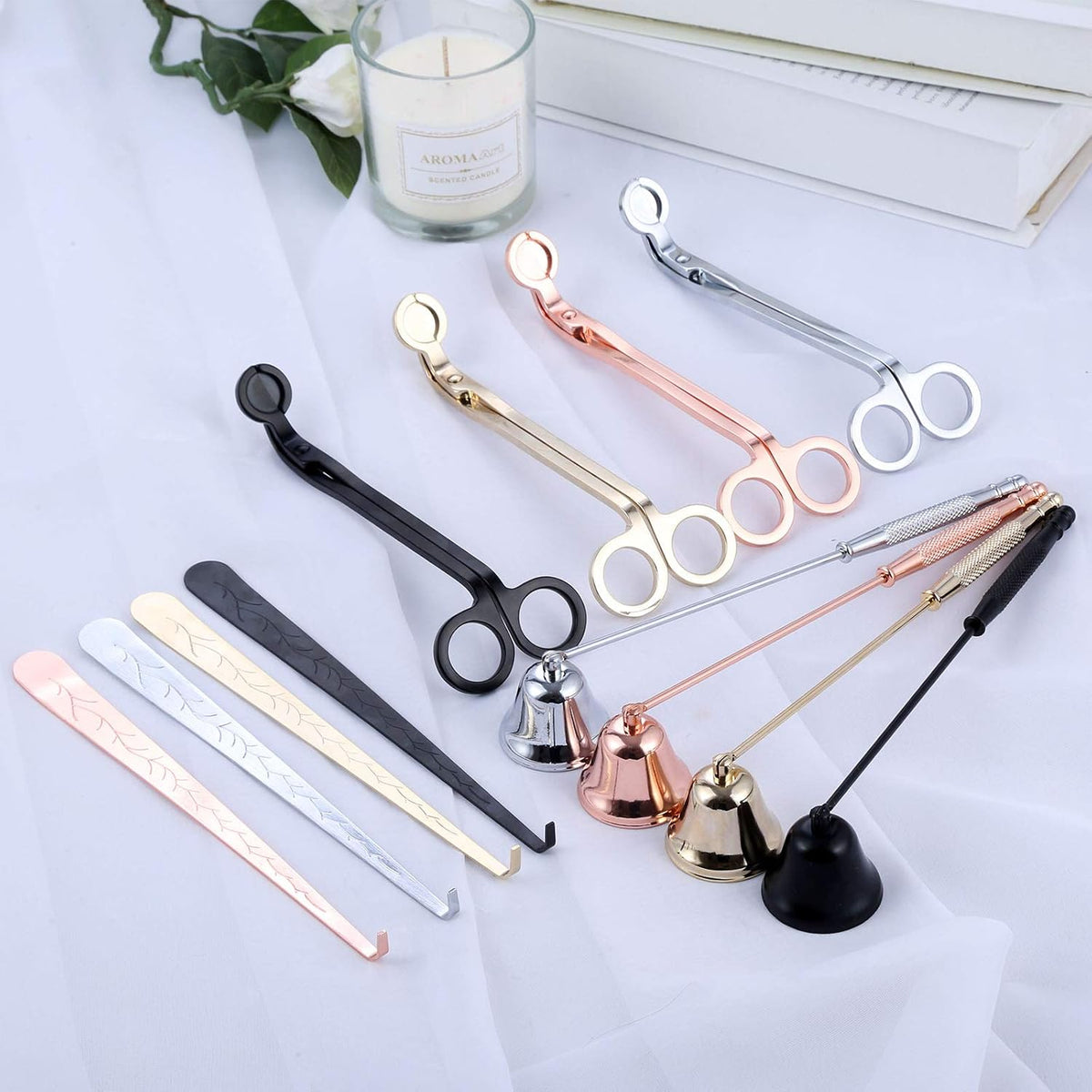 3 in 1 Candle Wick Trimmer Set, Snuffer, Dipper, Cutter, Gold