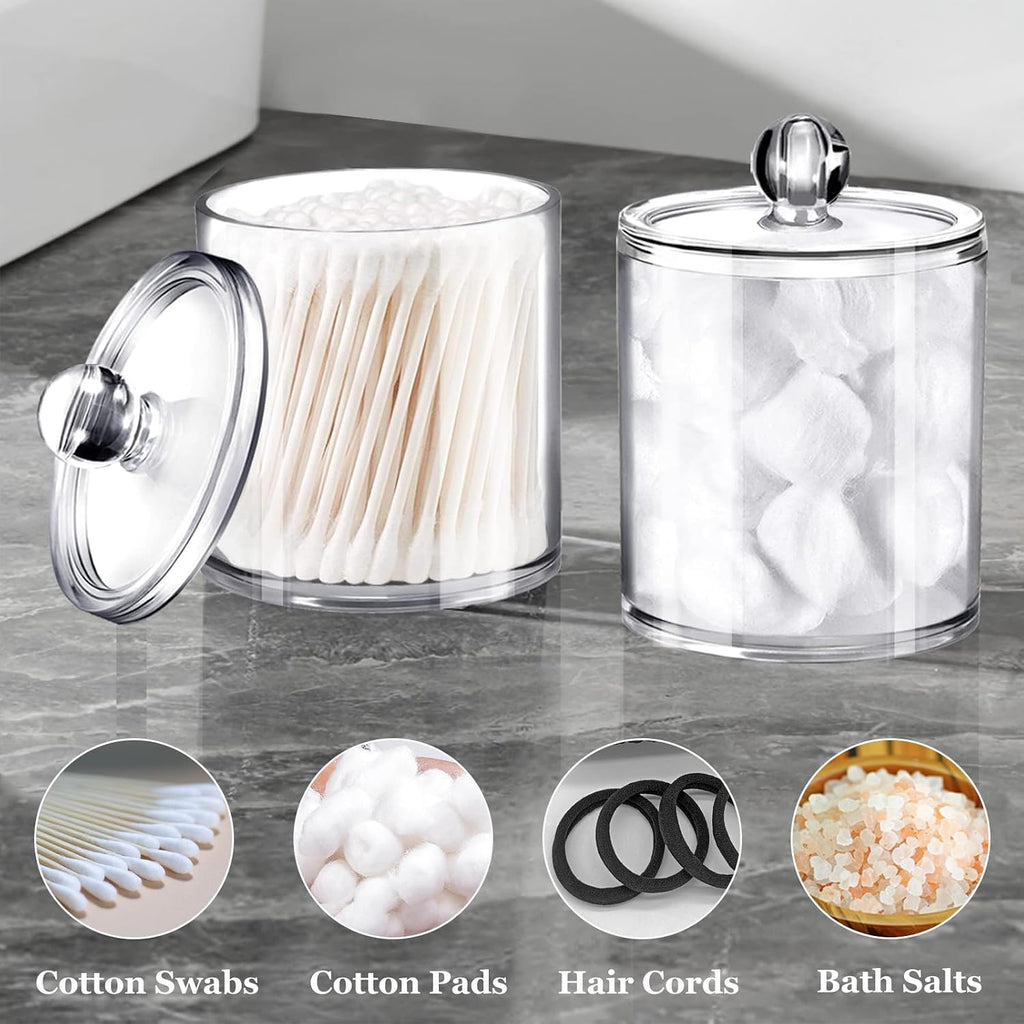 SheeChung 2 Pack Acrylic Cotton Round Holder with 10oz &12oz