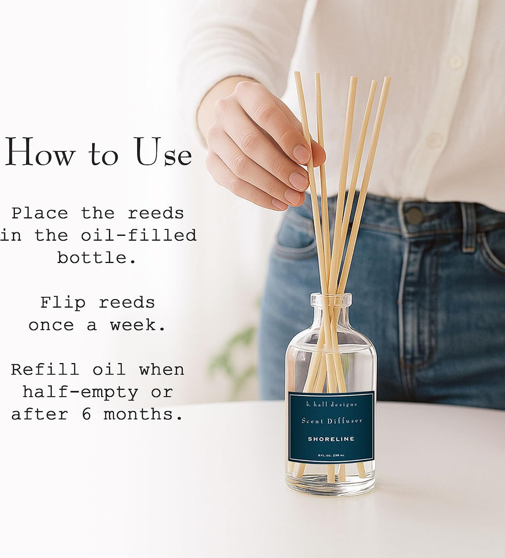 K. Hall Designs Shoreline Boxed Diffuser Kit, Calming Ocean-Inspired Scent