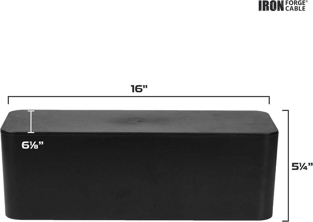 Iron Forge Cable Large Cable Management Box, Black, Includes Cable Sleeve