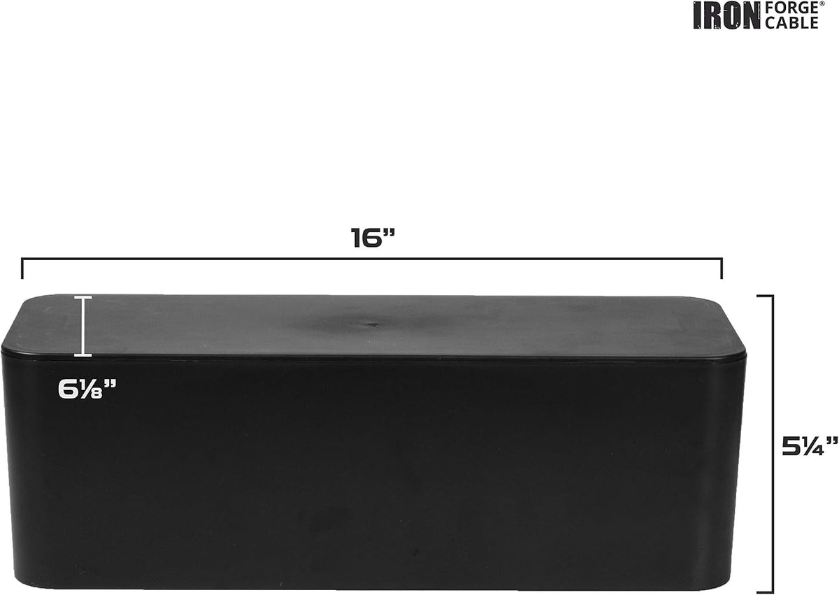 Iron Forge Cable Large Cable Management Box, Black, Includes Cable Sleeve