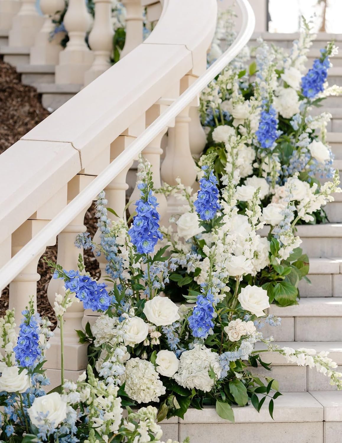 6PCS Blue Delphinium Artificial Flower 29.52"Long Stem Silk Larkspur Flower