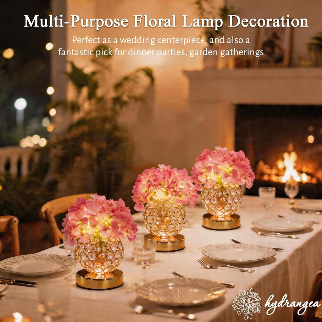 Flower Table Lamp, 16 Color Changing Hydrangea Crystal Night Light with Remote, Touch Dimming Artificial Flower Light, Romantic Flower Decoration Gifts for Girl Women Mom (Purple-Hydrangea)