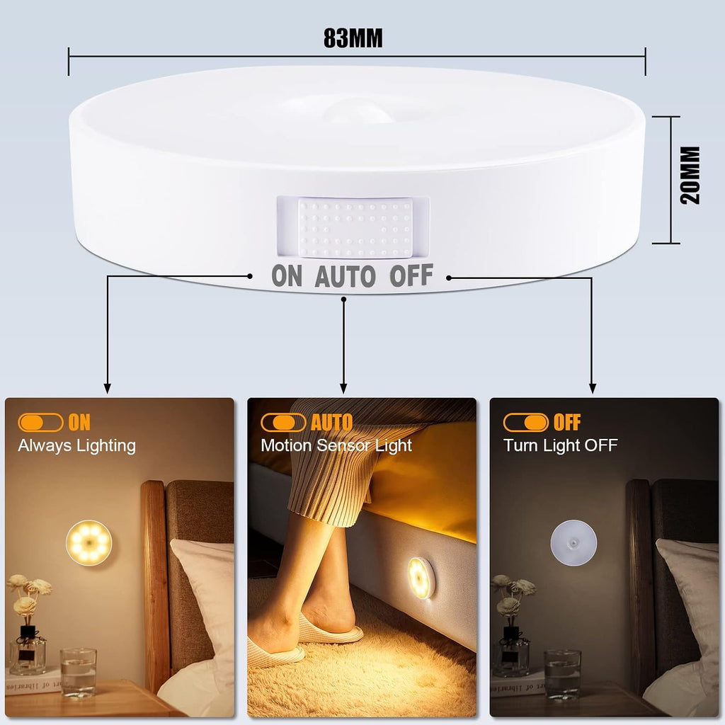 3 PCS Motion Sensor Light, Rechargeable Night Light(3000K Warm Yellow)