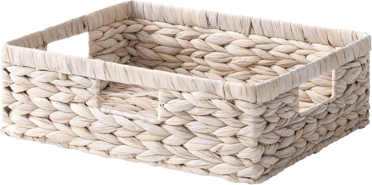 StorageWorks Large Wicker Storage Baskets for Shelves, White Baskets, 1Pack