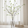 4PCS Artificial Green Branches 47.2", Extra Long Faux Decorative Branches for Tall Vase, Realistic Green Stems with Sparse Leaves, Bendable Branches for Home Decor