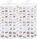 2 Pack Hanging Jewelry Organizer with 80 Zippered Pockets (White)