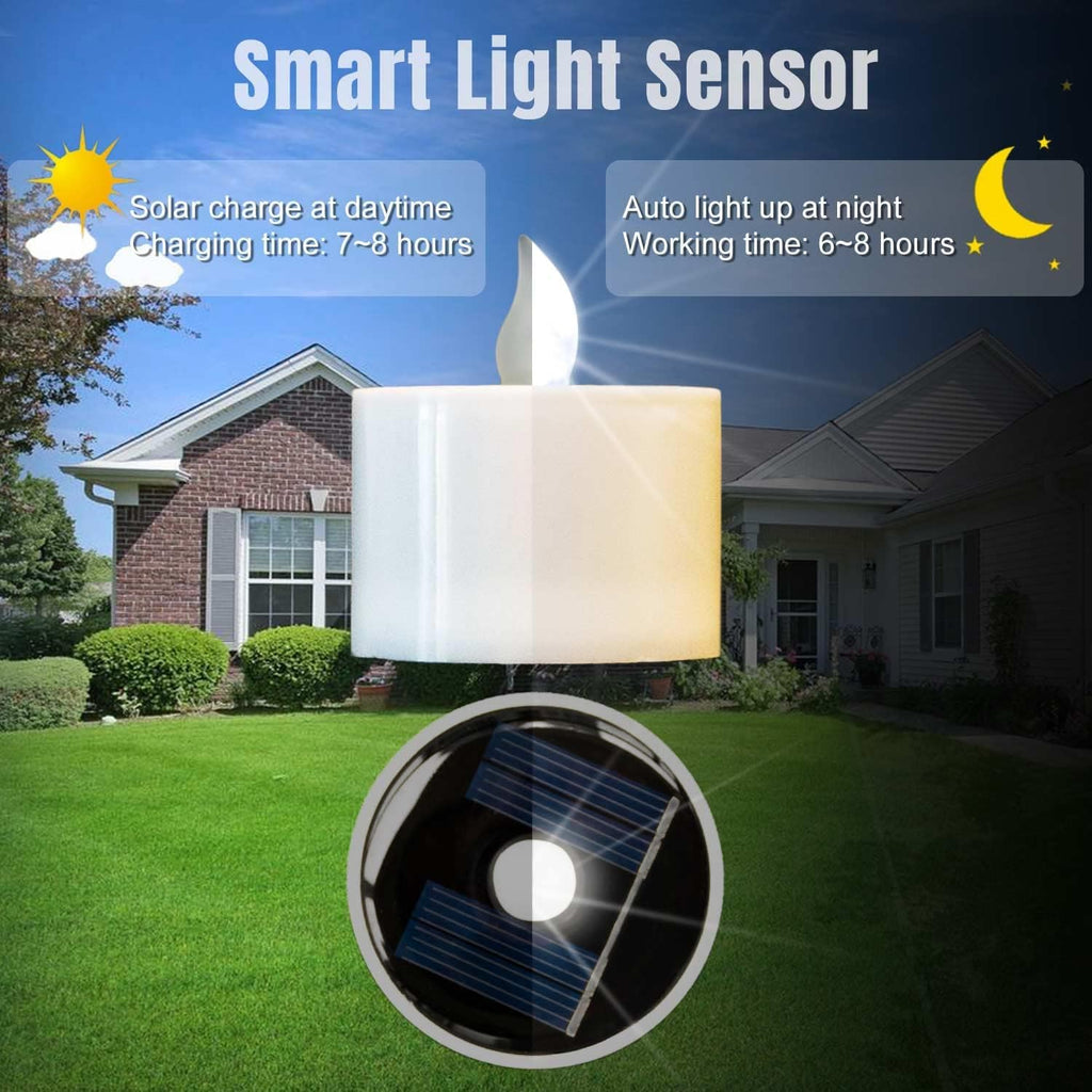 6 Pack Cool White Flickering Outdoor Waterproof LED Solar Candles