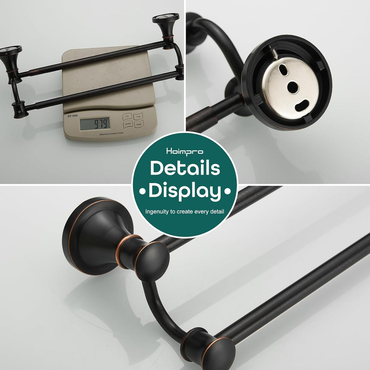 Hoimpro Double Towel Bar Towel Rack for Bathroom Wall Mounted Bronze