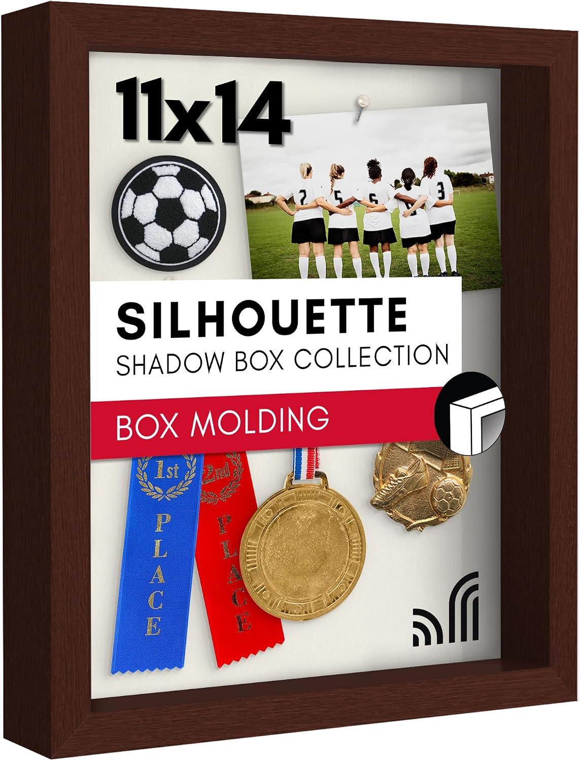 Americanflat 11x14 Shadow Box Frame - Engineered Wood - Mahogany