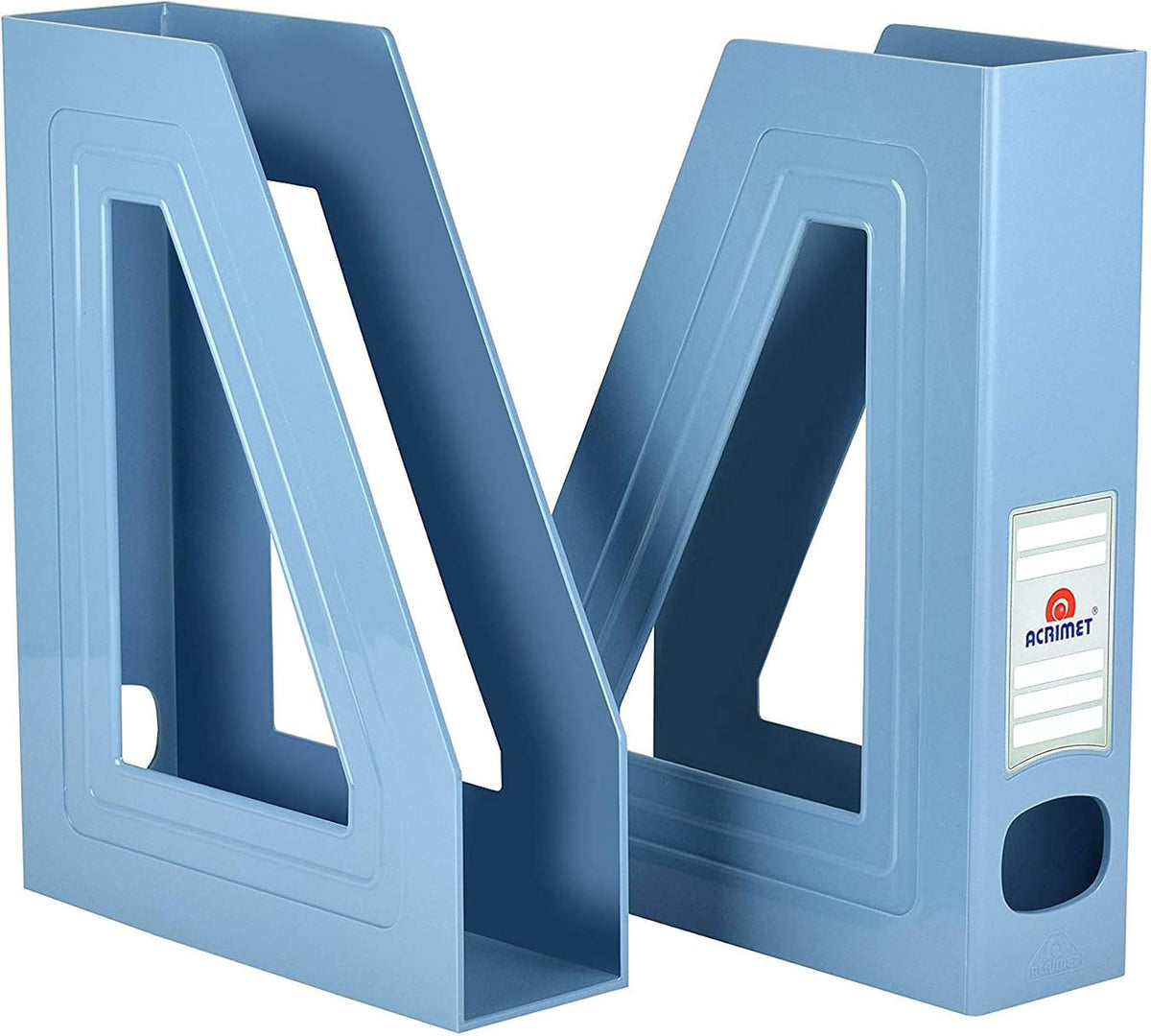 Acrimet Magazine File Holder, Vertical Desk Organizer, Solid Blue, 2 Pack