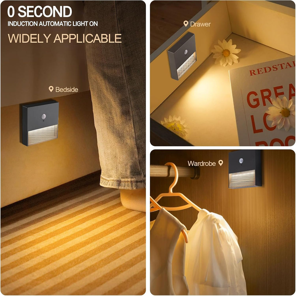 rechargeable battery night light motion sensor light indoor Warm White stair lights night light motion sensor stick on lights, Adjustable Brightness for Wall, Stairs, Cabinet, Hallway (1 Pack)