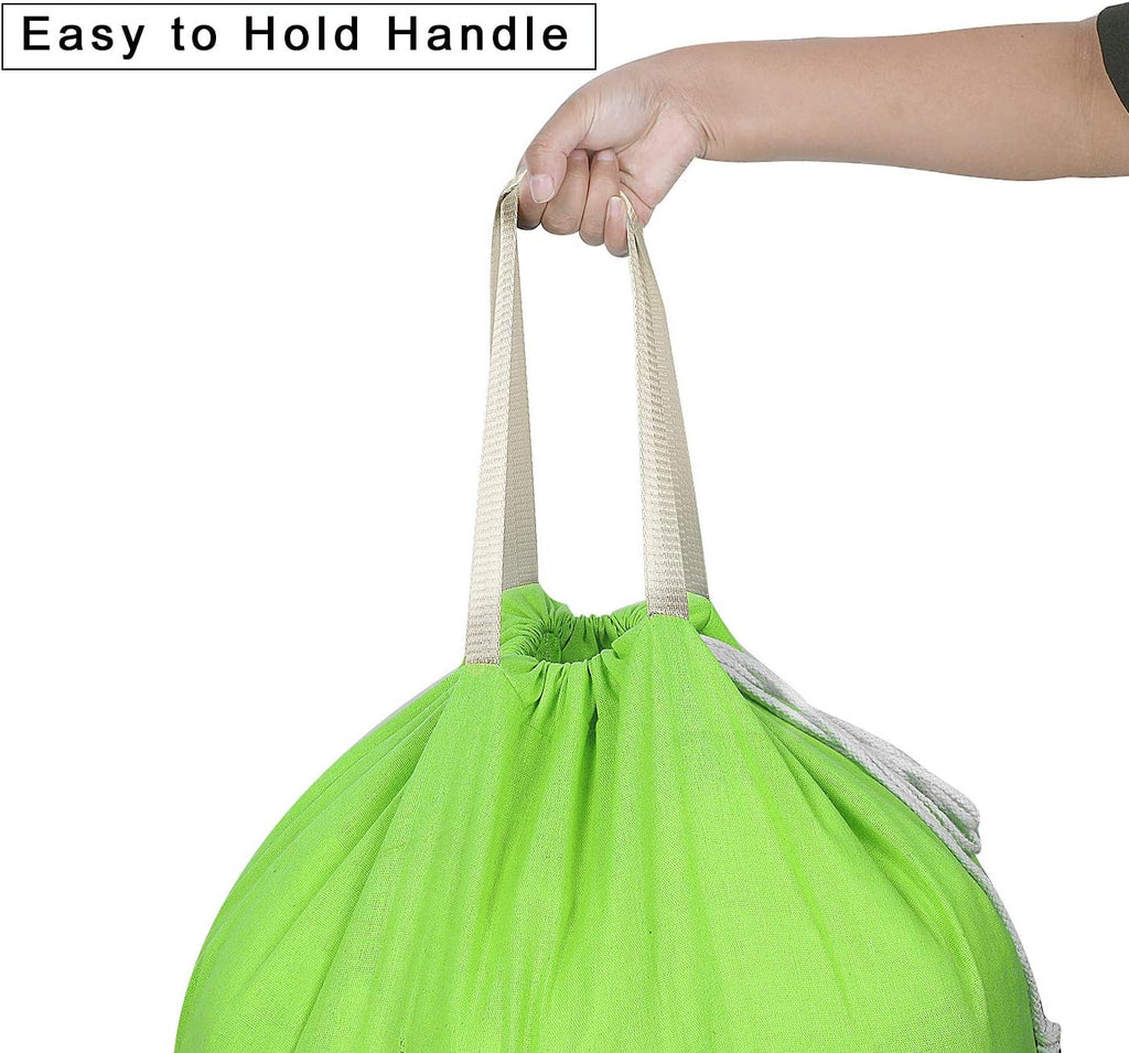 Heavy Duty Laundry Bag with Drawstring and Handle, Extra Large Travel Dirty Clothes Bag for Laundromat and Household, Durable Rip-Stop Laundry Hamper Liner, 28 x 40 Inch, Green