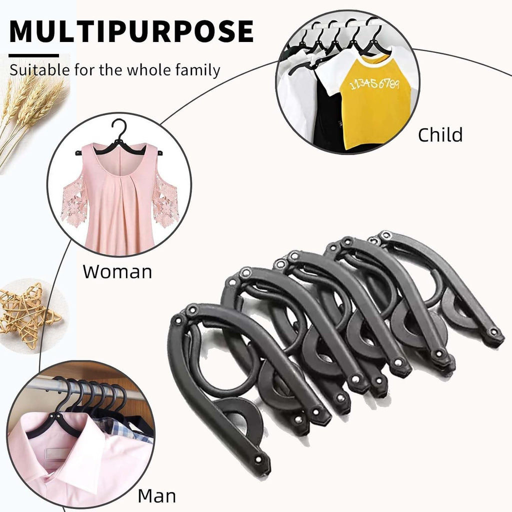 24 Pcs Black Travel Hangers Foldable for Suitcase, Portable Folding Clothes Hangers with Clothesline Travel Accessories, Cruise Ship Essentials Portable Foldable Hangers Drying Rack
