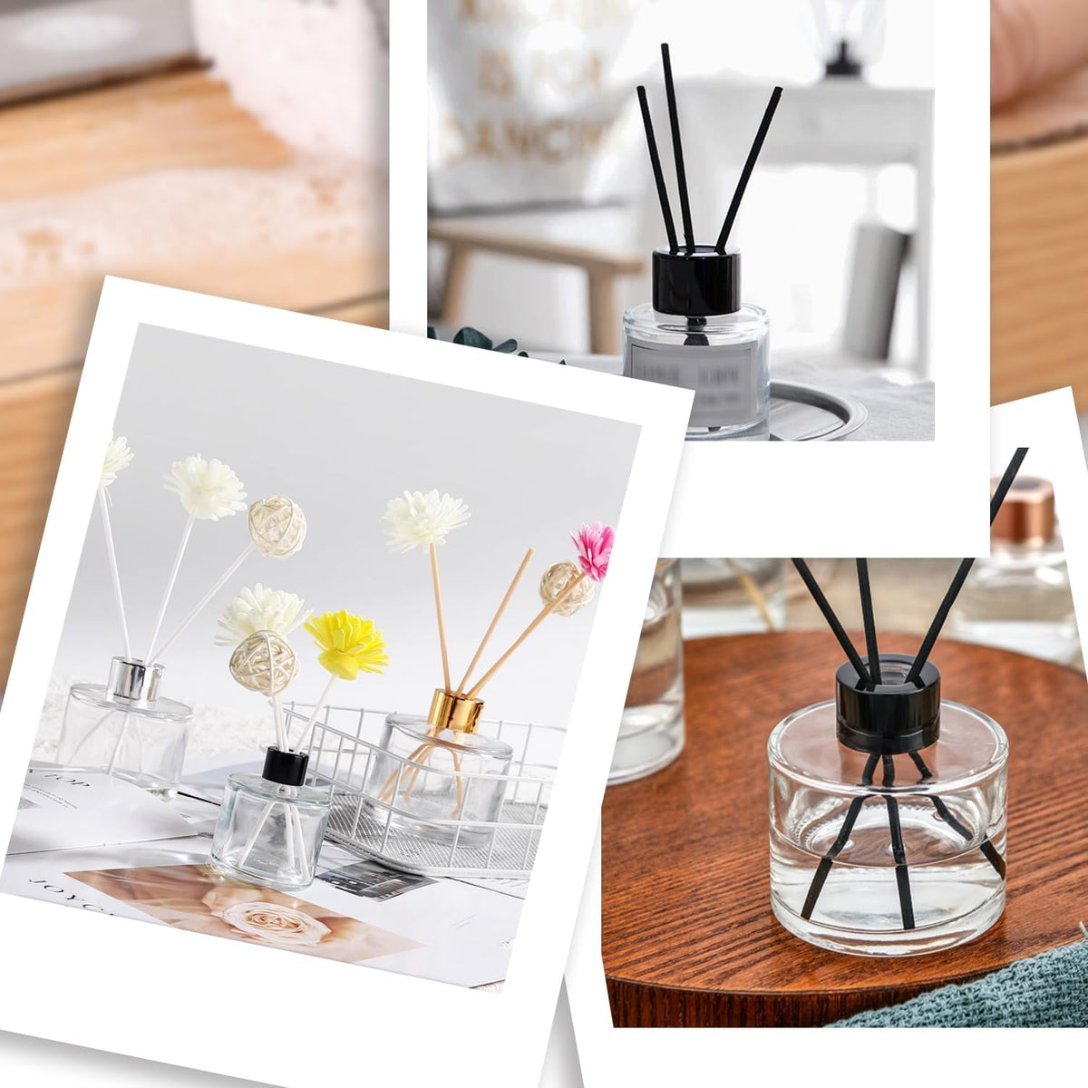 ericotry 2PCS Empty Clear Glass Essential Oils Diffuser Bottles with Black Caps Fragrance Accessories Use for DIY Replacement Reed Diffuser Sticks Sets Home Fragrance & Decoration (50ml/1.7oz)