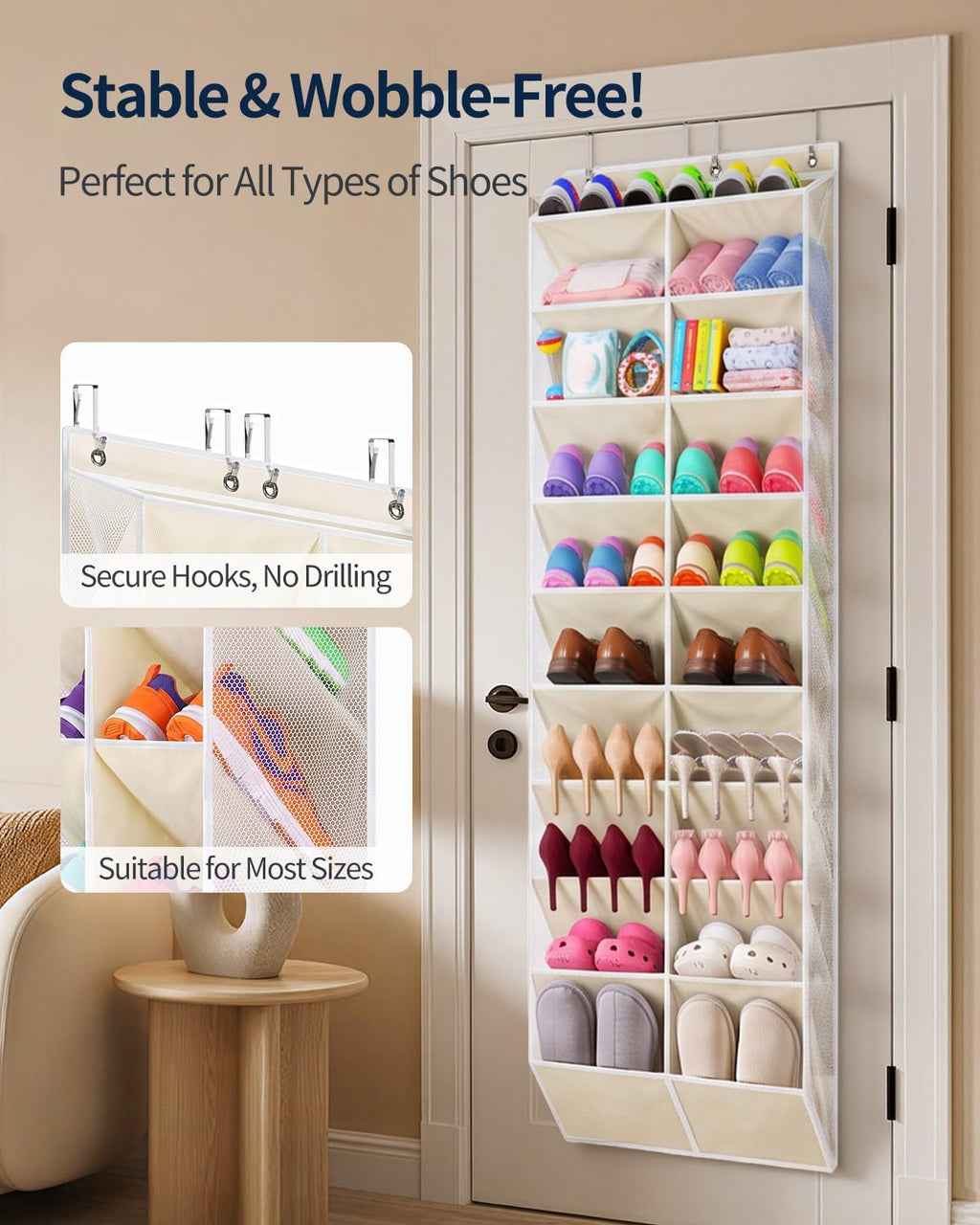 Yecaye 10 Tier Widen Over the Door Shoe Organizer for 20-30 Pairs