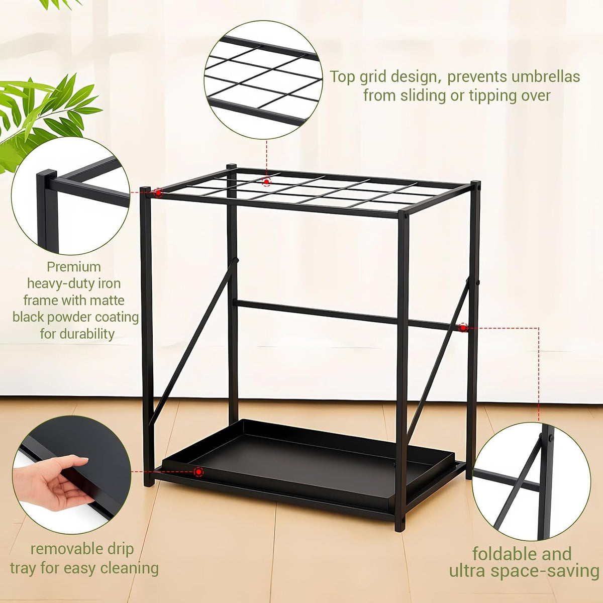 Umbrella Holder Stand for Entryway, L18.31 X W11.89 X H19.69 Inch