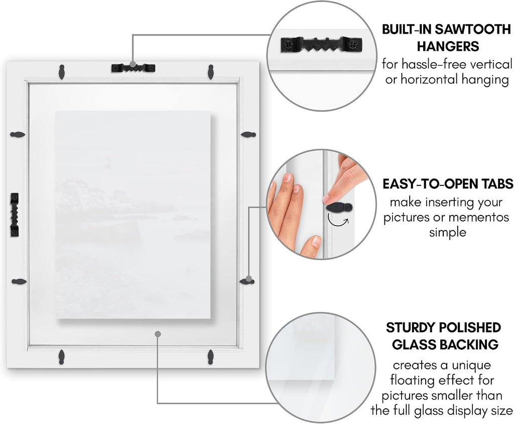 Americanflat 11x14 Floating Picture Frame - Engineered Wood - White