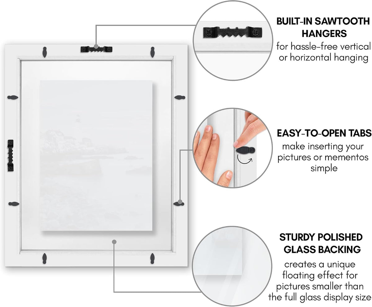 Americanflat 11x14 Floating Picture Frame - Engineered Wood - White