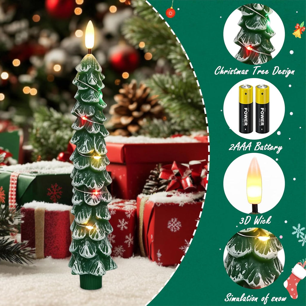 Christmas Tree Flameless Taper Candles Remote Colorful String Lights
