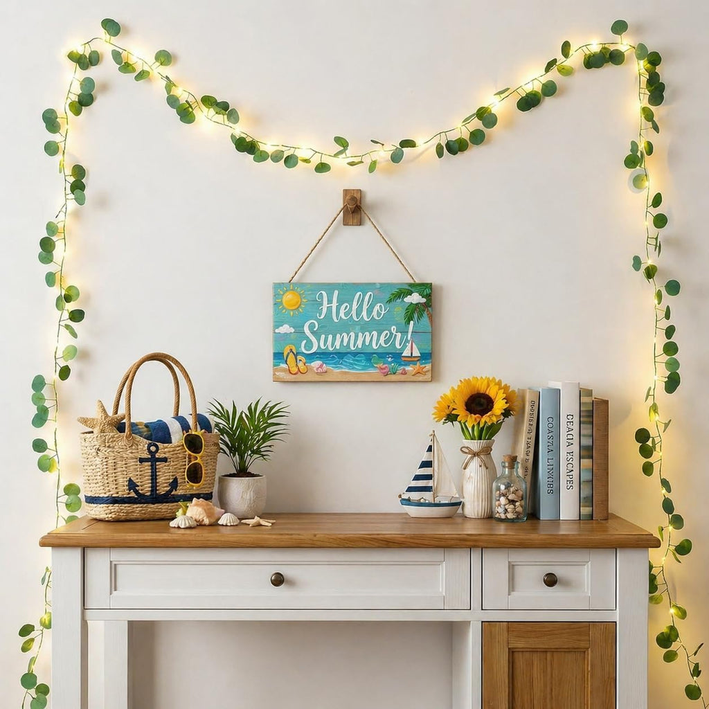 Eucalyptus Garland with 40 LED Fairy Lights, USB & Battery Powered