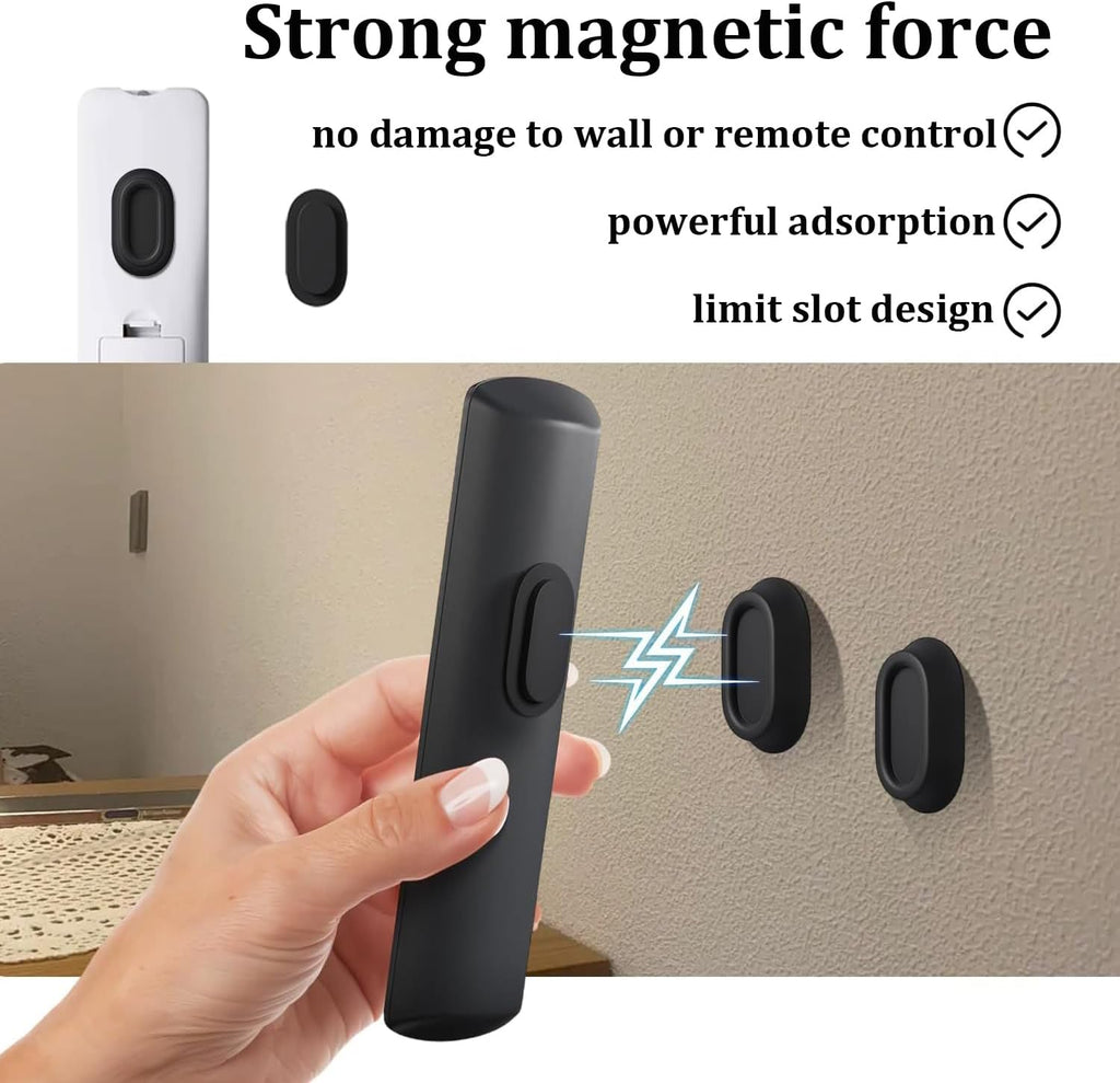 6 Pcs Magnetic Remote Control Holder Wall Mount-No Drill Self-Adhesive Silicone Organizer Storage Wall Holder for Home Office School TV, Fan & Air Conditioner Remote Control (Black)