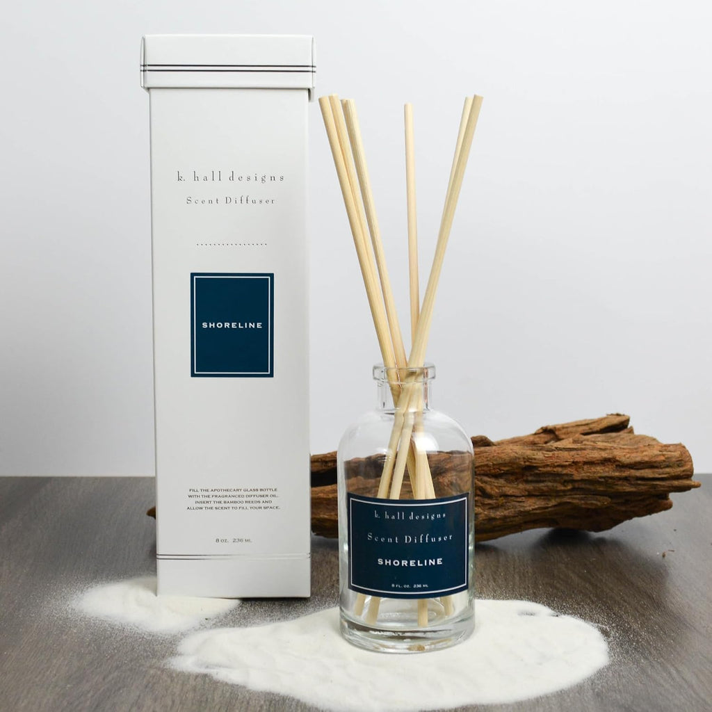 K. Hall Designs Shoreline Boxed Diffuser Kit, Calming Ocean-Inspired Scent
