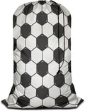 Swono Football Texture Laundry Bags with Locking Drawstring Closure for Travel, Home, Camping and Gym The Model With Black White Soccer 28" x 40", Oxford Cloth